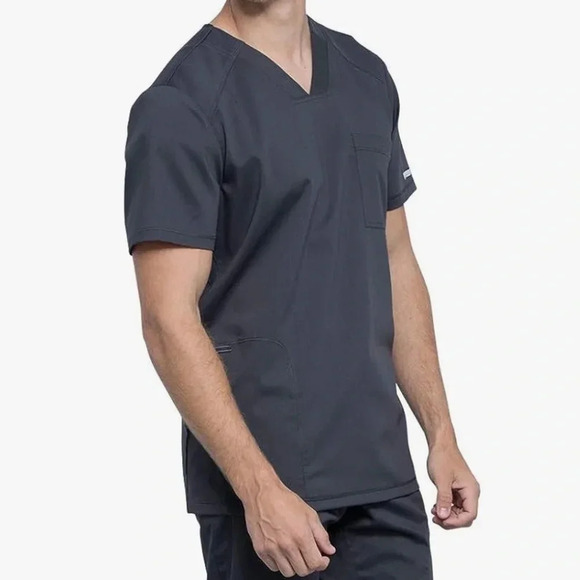 Cherokee Men's V-Neck Scrub Top with Mesh Panels for Extra Breathability - Picture 2 of 6